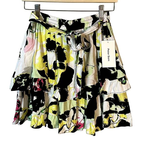 NWT Peter Som x ANTHROPOLOGIE Ruffled Mini Skirt Floral Size Small - Picture 4 of 15